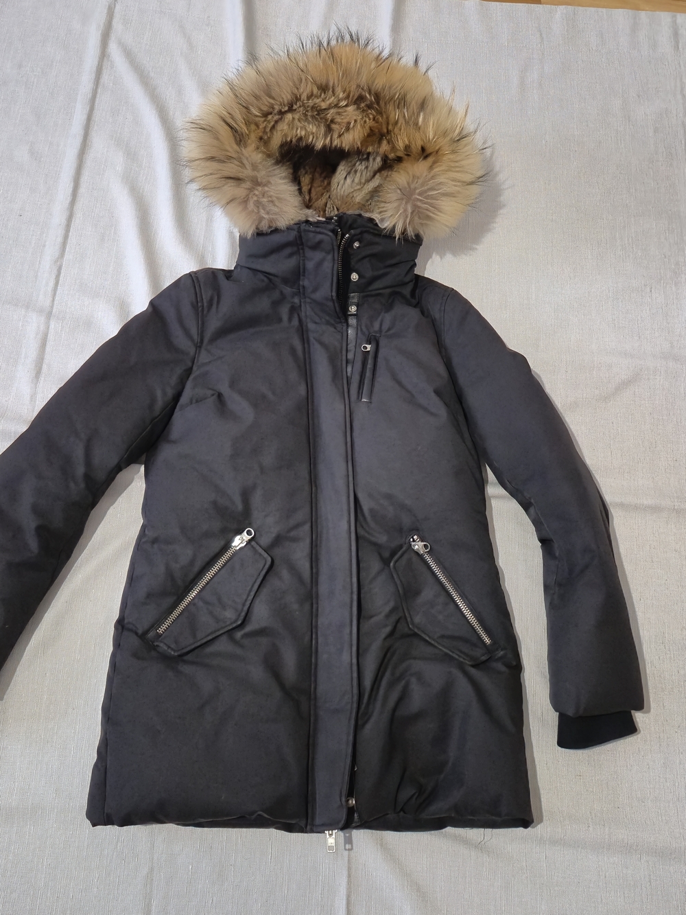 Mackage Kadalina Down Coat | Genuine Fur Trim & Leather Details | Black